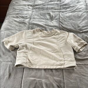 Lululemon Athletica Cream Crop Top with Textured Knit